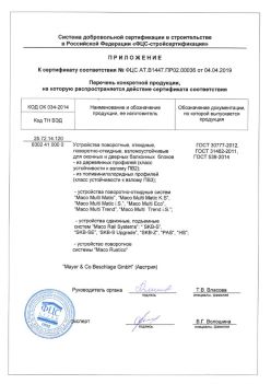 2019.04.04 Черемхово - Приложение к сертификату устройства поворотные, откидные, поворотно-откидные, взломоустойчивые. ГОСТ 30777-2012