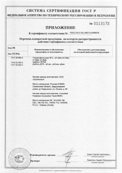 2019.11.16 Черемхово - Приложение к сертификату Изделия крепежные из металла, торговая марка Tech-KREP. Серийный выпуск